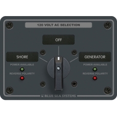 Blue Sea Systems 8367 AC Rotary Switch Panel, 120 Volt AC 32 Amp, 3-Position