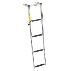 Garelick 19677 4 Step Stainless Steel Telescoping Ladder,  Over Platform with Grab Handle