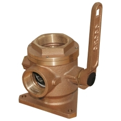 Groco SBV-2000-P Bronze Flanged Seacock with 1/2 inch NPT Side Port