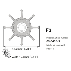Johnson Pump 09-843S-9 F3 Nitrile Impeller Kit 