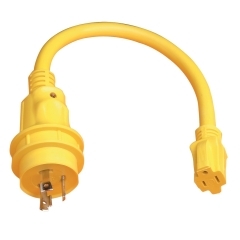 30 Amp Male to 15 Amp Female Adapter with LED Light | Marinco 105SPP